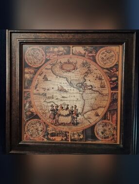 Vintage Style Antique Map Wall Art 24in Western Hemisphere Dutch Atlas
